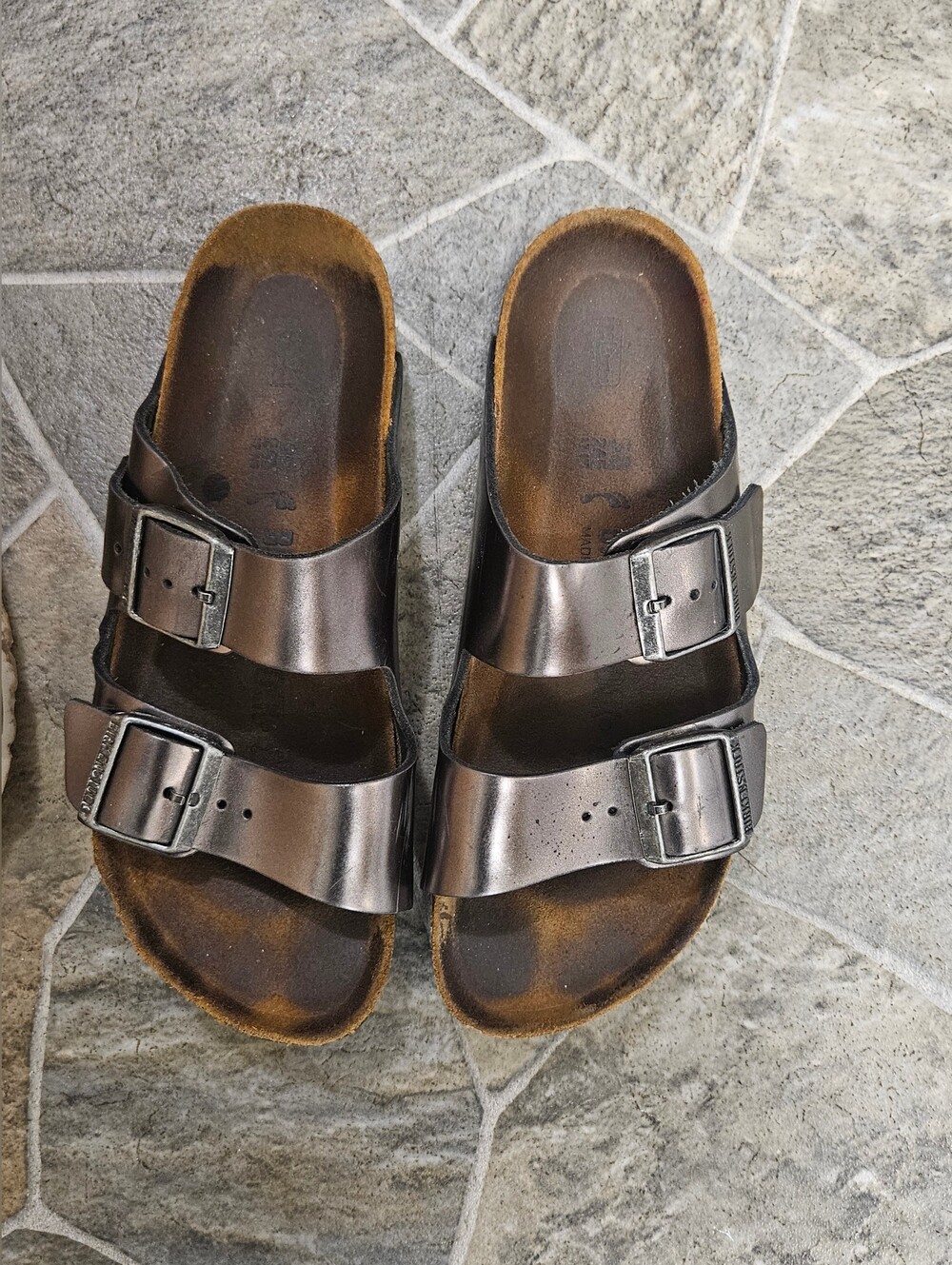 Birkenstock Women's Double Strap Metallic Grey  Sandals
